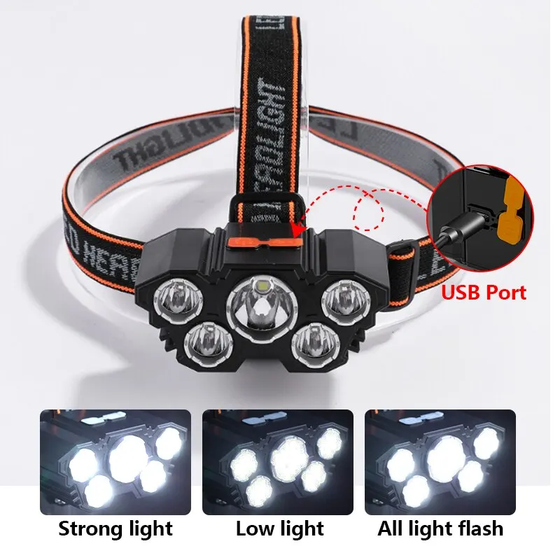 Rechargeable 5 LED Headlamp St - Fish Finder Battery 评论和价格