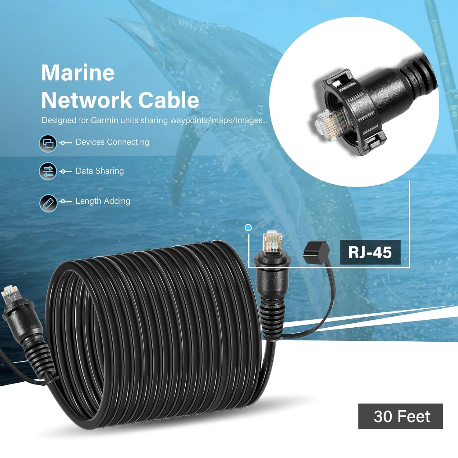 30 Foot Marine Network Cable f - Fish Finder 评论和价格